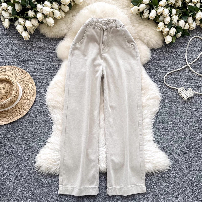 Women's Vintage Washed High Waisted Wide Leg Jeans | Canada