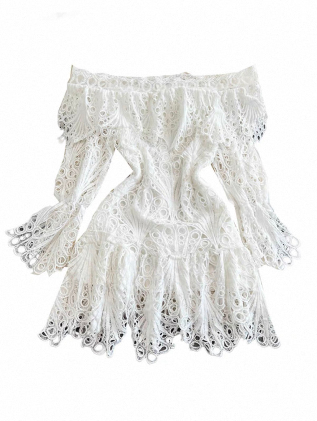 Women's White Crochet Off-Shoulder Dress Canada | Parcel Theory