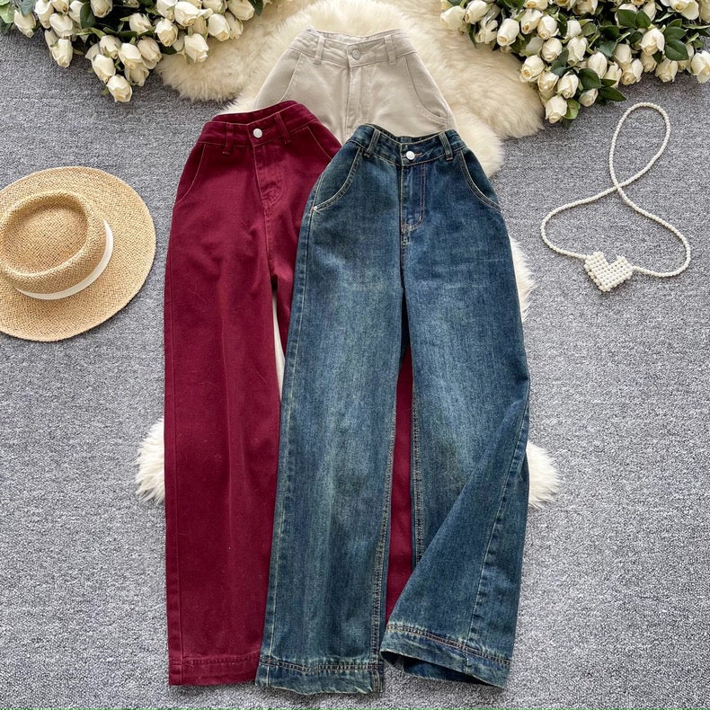 Women's Vintage Washed High Waisted Wide Leg Jeans | Canada