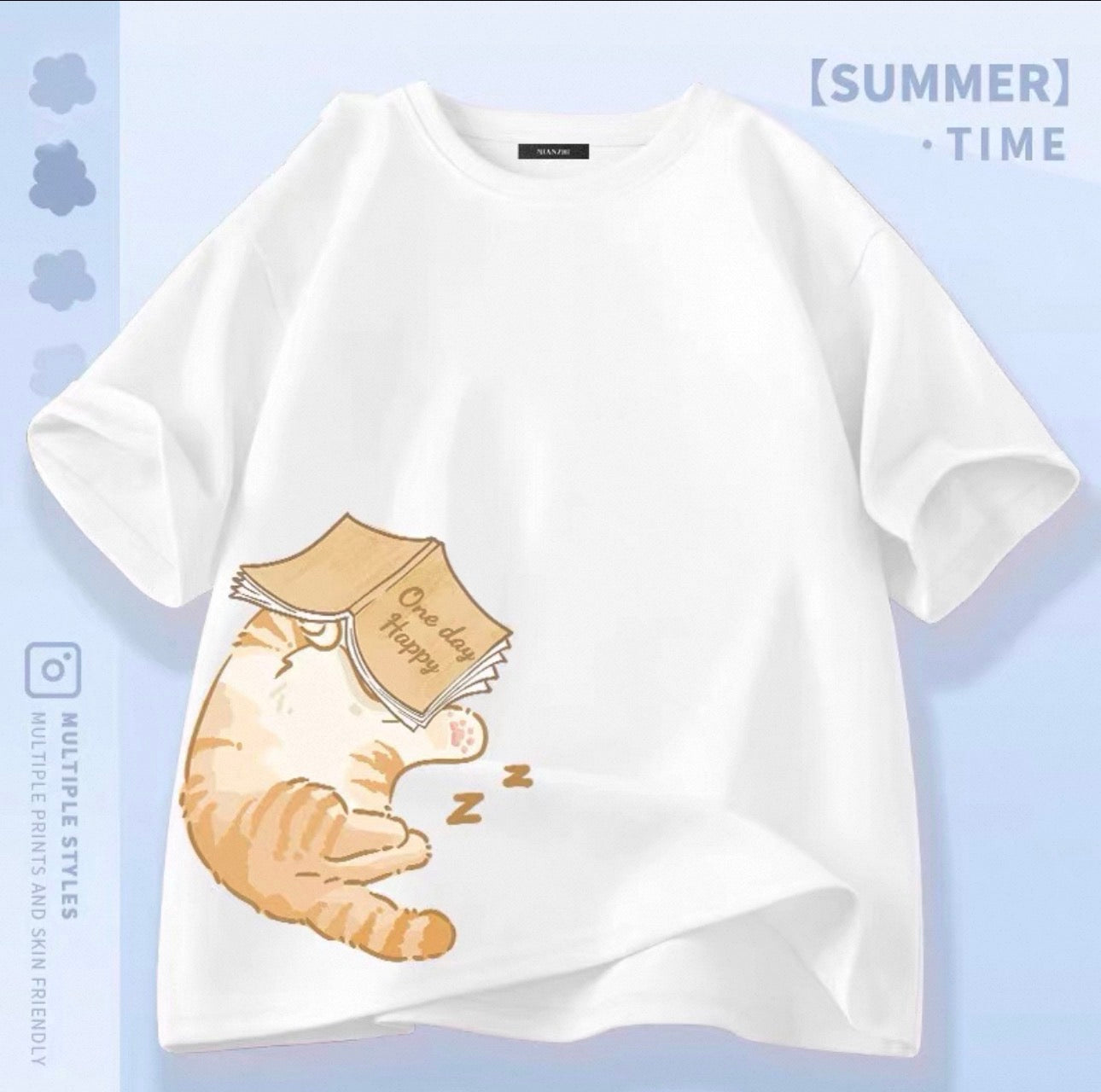 Women's Cute Cat Graphic Tees Canada | Kawaii Cotton Blend T-Shirts
