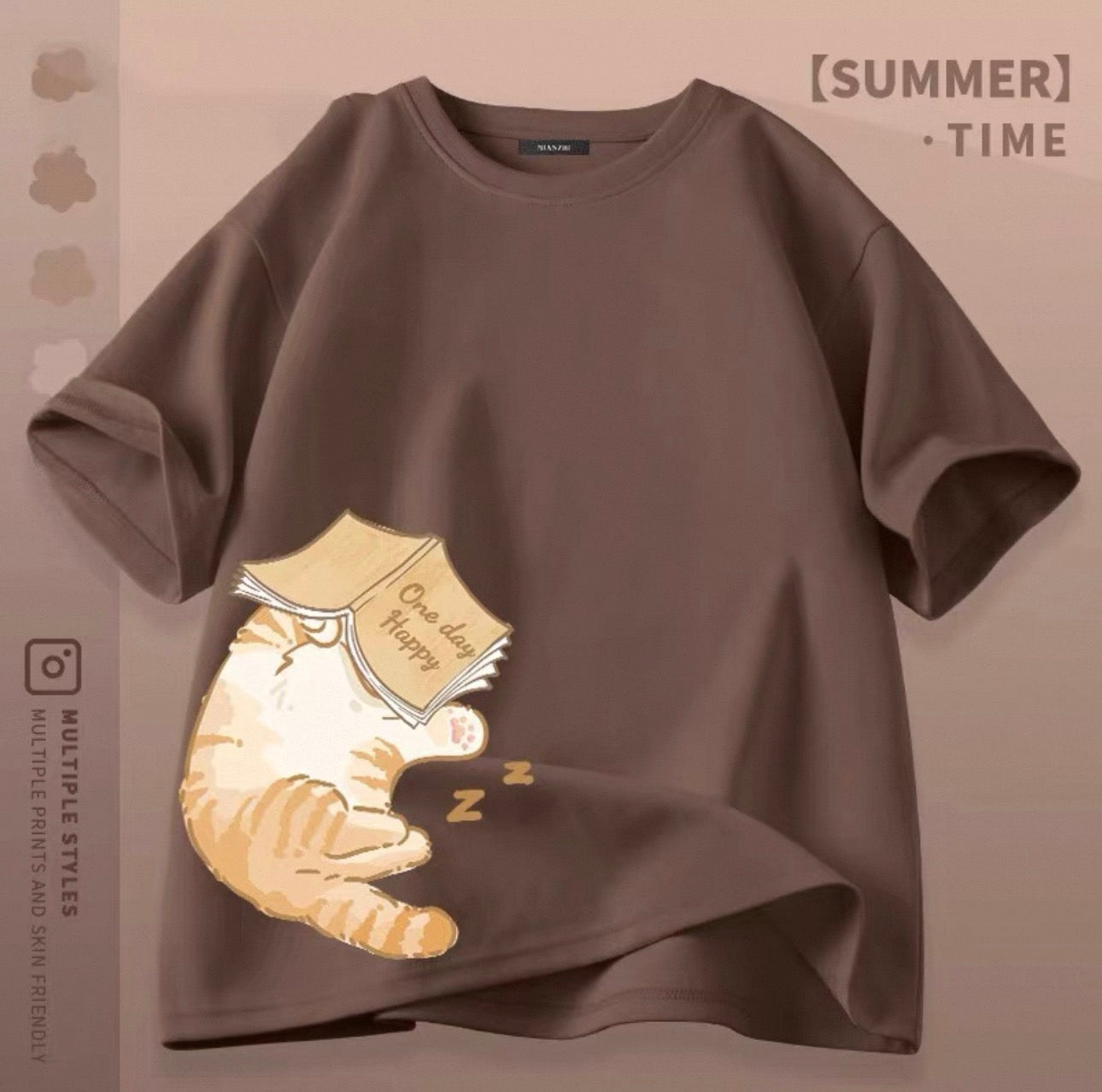 Women's Cute Cat Graphic Tees Canada | Kawaii Cotton Blend T-Shirts