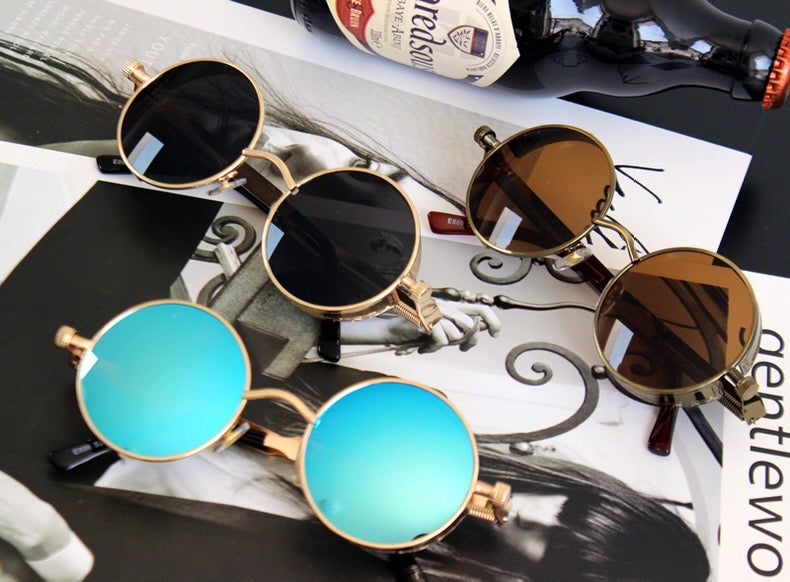 Lunettes de soleil rondes rétro Steampunk avec chaîne | Canada