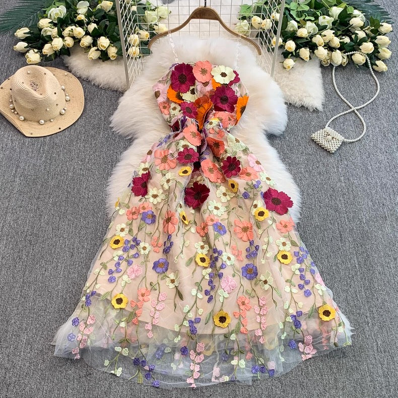 Women's 3D Floral Embroidered Tulle Dress Canada | Parcel Theory