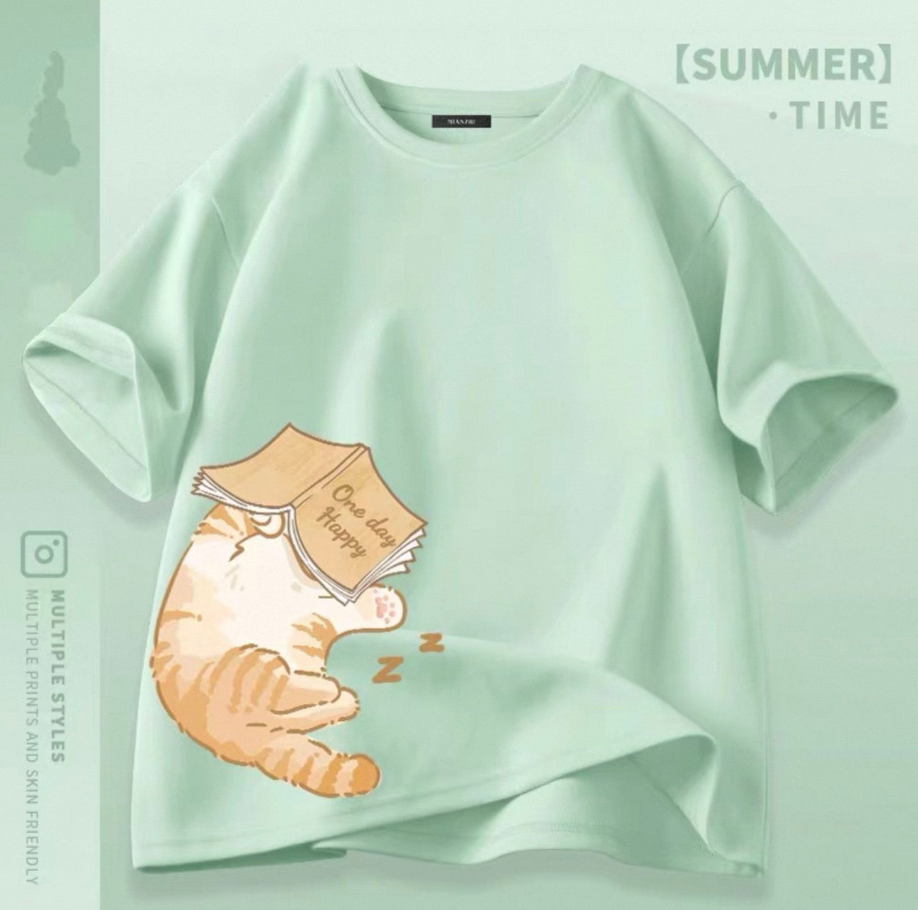 Women's Cute Cat Graphic Tees Canada | Kawaii Cotton Blend T-Shirts