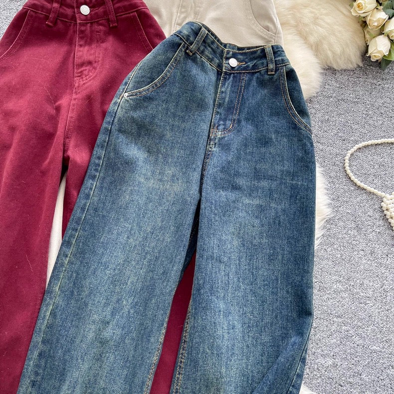 Women's Vintage Washed High Waisted Wide Leg Jeans | Canada