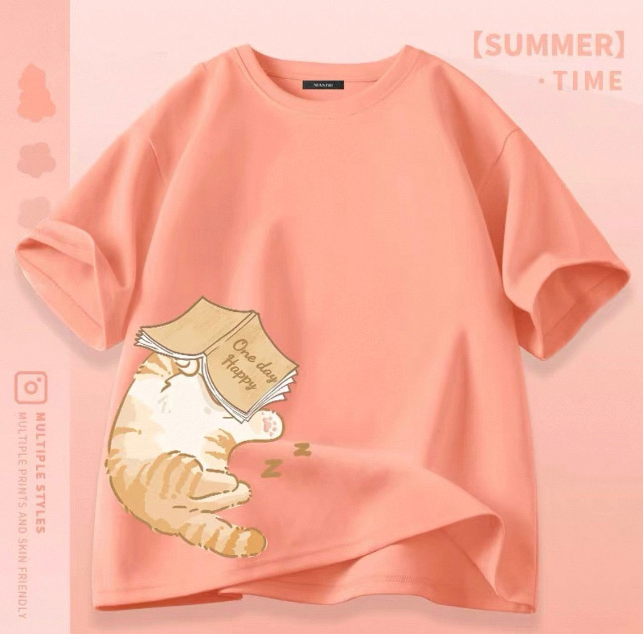 Women's Cute Cat Graphic Tees Canada | Kawaii Cotton Blend T-Shirts