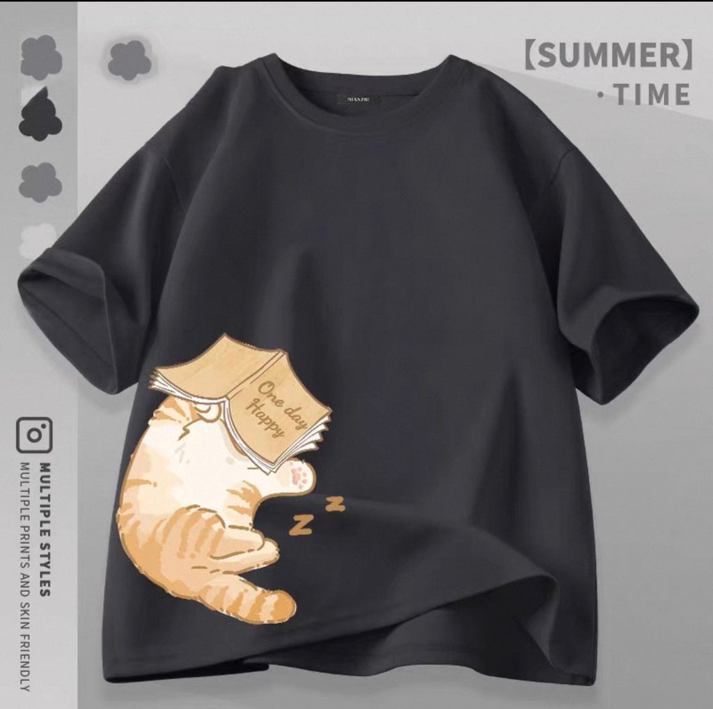 Women's Cute Cat Graphic Tees Canada | Kawaii Cotton Blend T-Shirts