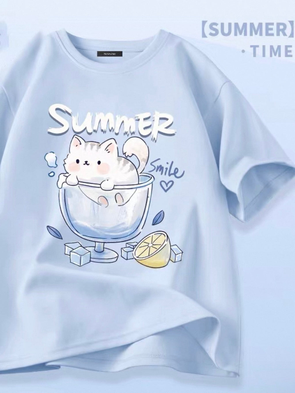 Women's Cute Cat Graphic Tees Canada | Kawaii Cotton Blend T-Shirts