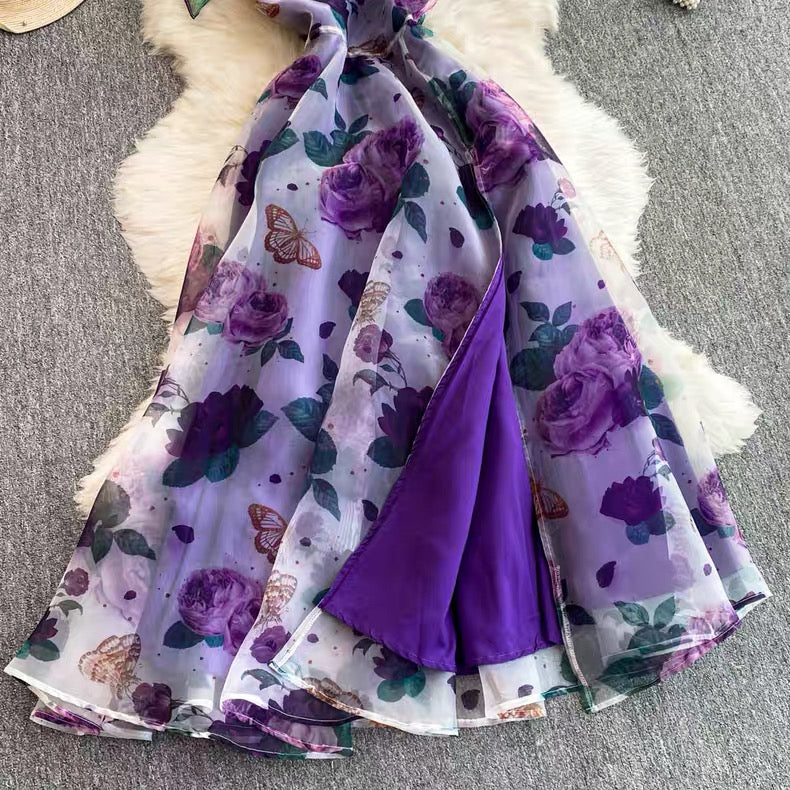 Women's Floral Asymmetrical Slip Dress Canada | Parcel Theory