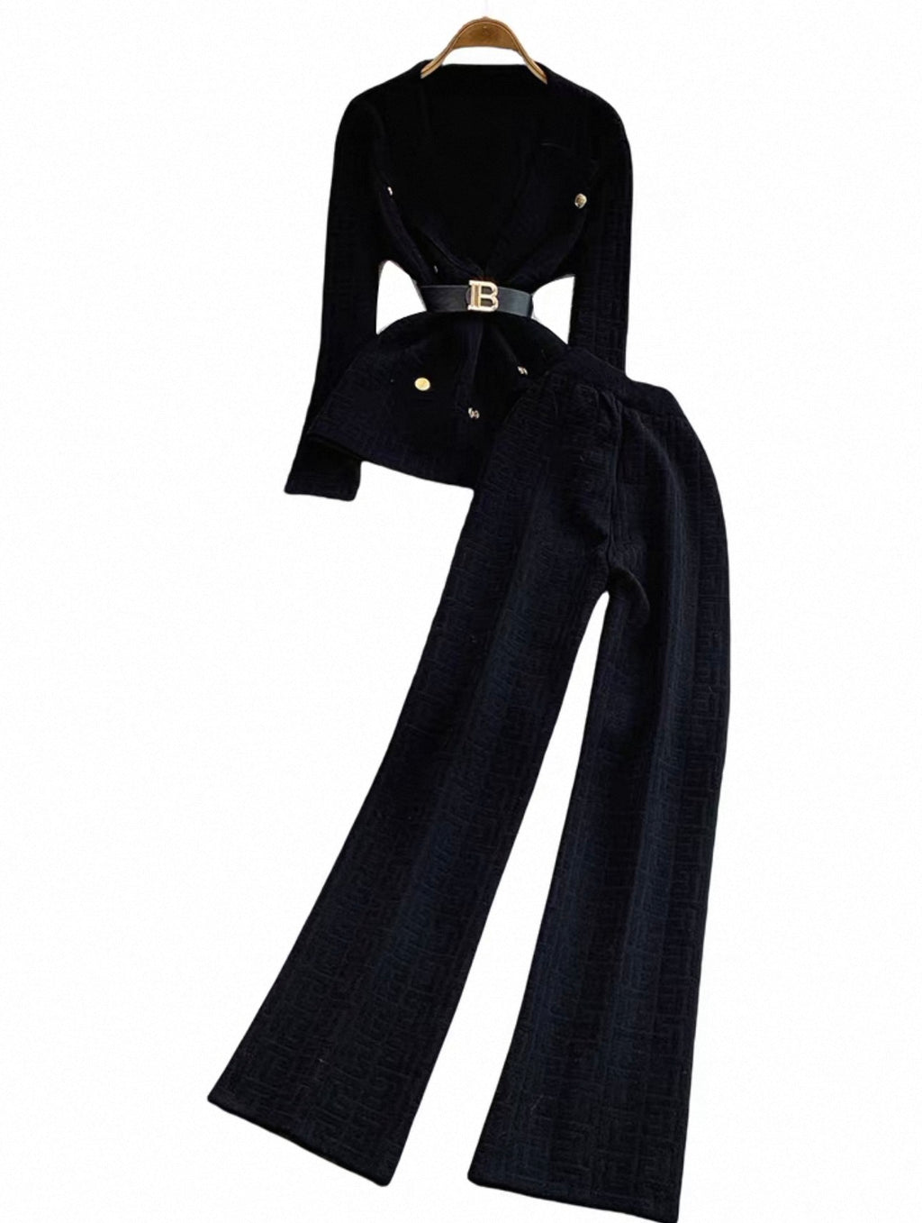 Women's Belted Knit Jacket Wide-Leg Pants Set Canada | Parcel Theory