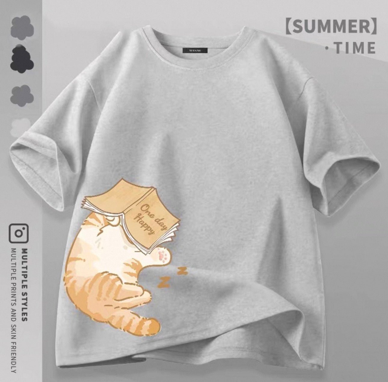 Women's Cute Cat Graphic Tees Canada | Kawaii Cotton Blend T-Shirts