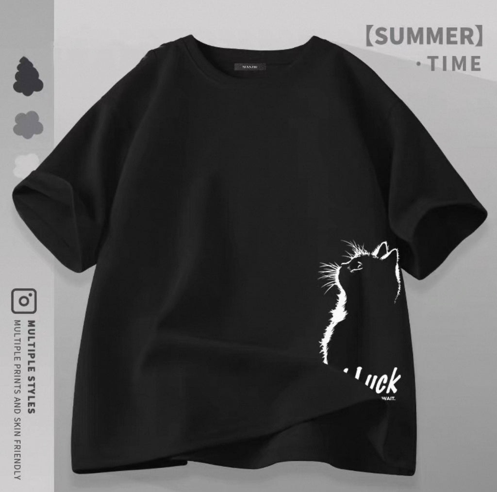Women's Cute Cat Graphic Tees Canada | Kawaii Cotton Blend T-Shirts