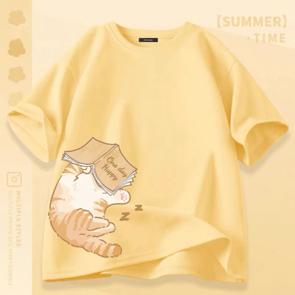 Women's Cute Cat Graphic Tees Canada | Kawaii Cotton Blend T-Shirts