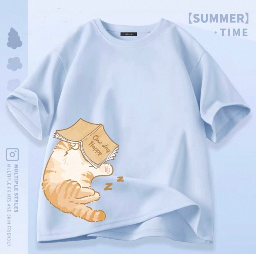 Women's Cute Cat Graphic Tees Canada | Kawaii Cotton Blend T-Shirts