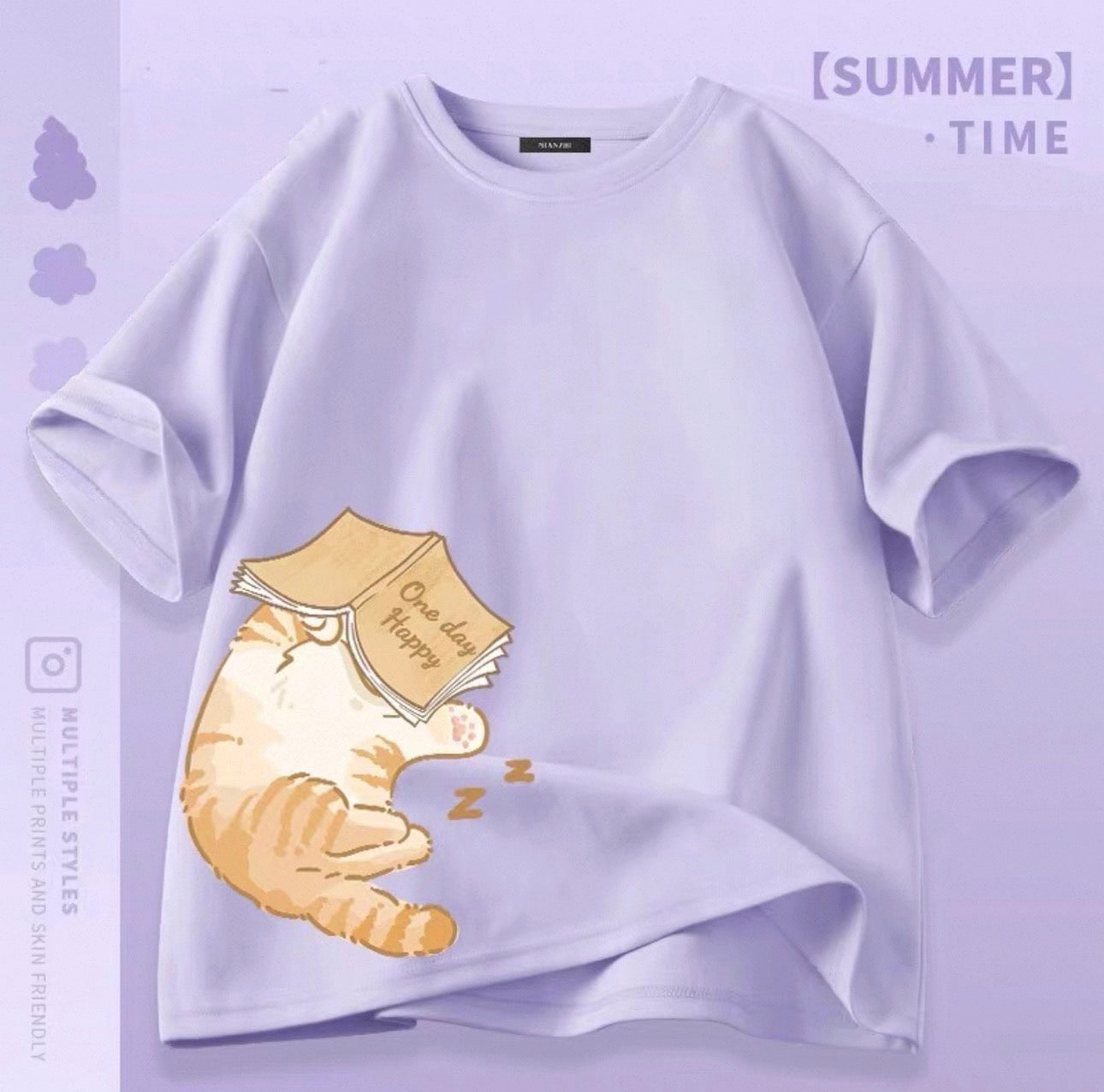 Women's Cute Cat Graphic Tees Canada | Kawaii Cotton Blend T-Shirts