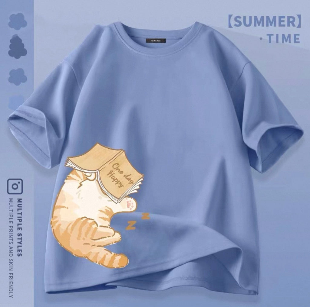 Women's Cute Cat Graphic Tees Canada | Kawaii Cotton Blend T-Shirts