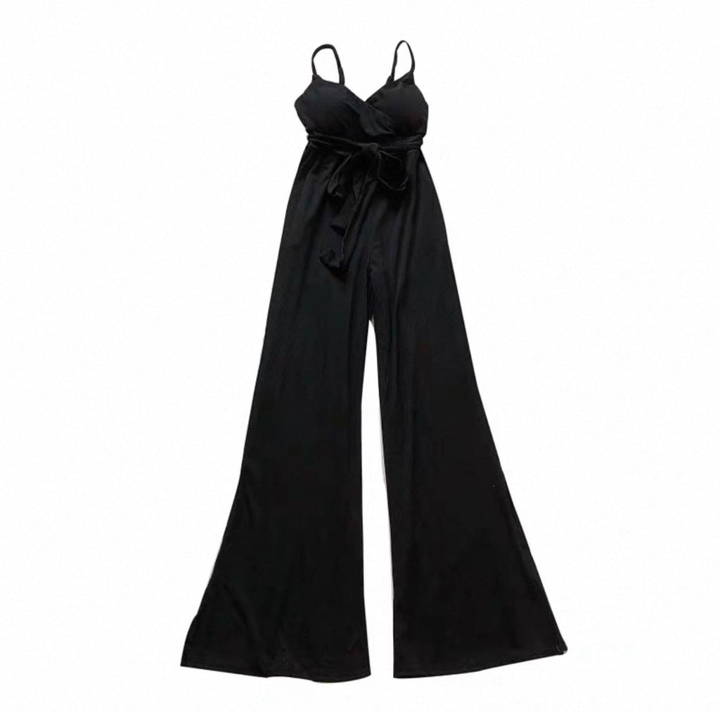 Women's Ribbed Wrap Jumpsuit with Wide Legs | Parcel Theory