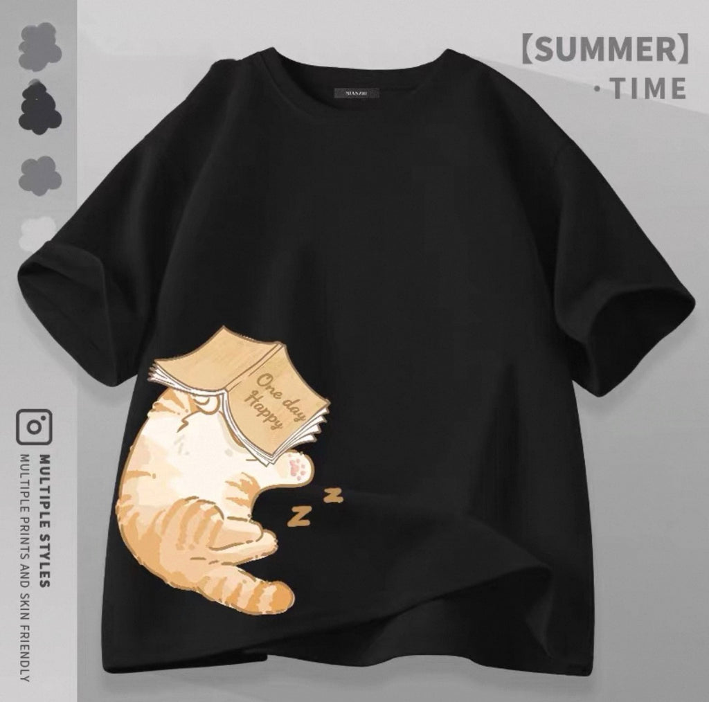 Women's Cute Cat Graphic Tees Canada | Kawaii Cotton Blend T-Shirts