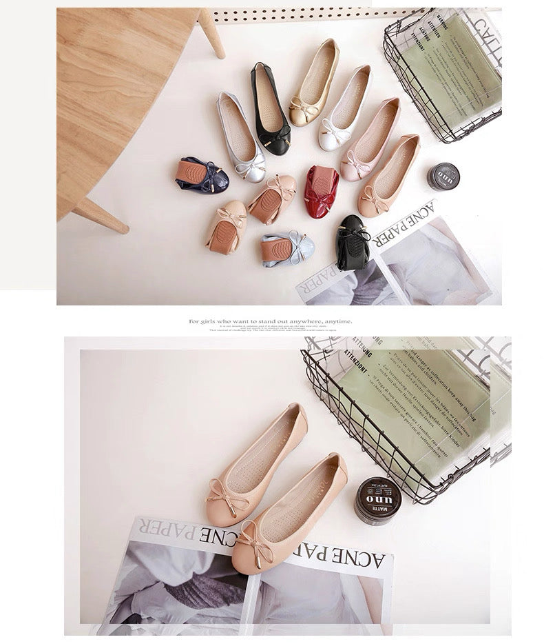 Collection of women's shoes on a newspaper with a basket in the background