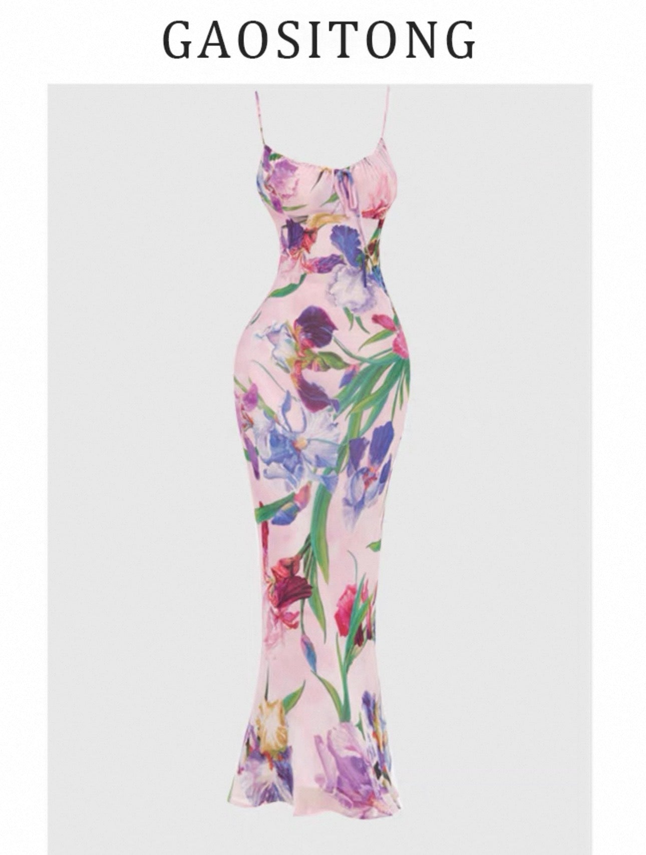 Robe longue moulante fleurie rose pour femme Canada | Parcel Theory