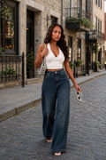 Women's Vintage Washed High Waisted Wide Leg Jeans | Canada