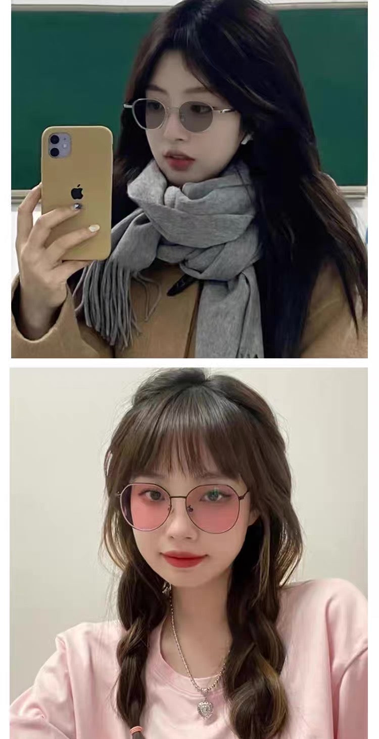 Color-Changing Sunglasses for Women Gold-Rimmed Glasses High-End, Natural Look Sunglasses - black