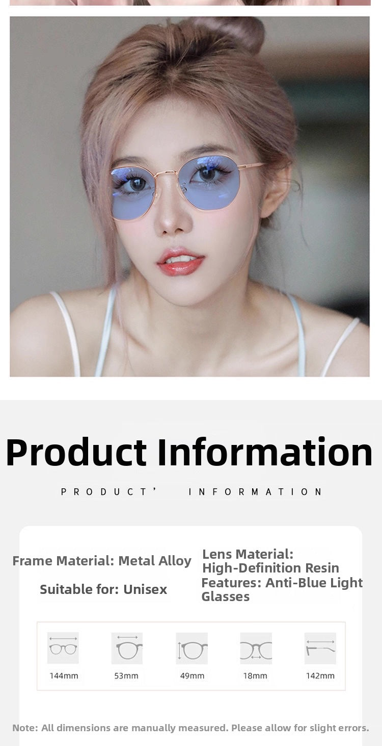 Color-Changing Sunglasses for Women Gold-Rimmed Glasses High-End, Natural Look Sunglasses - blue