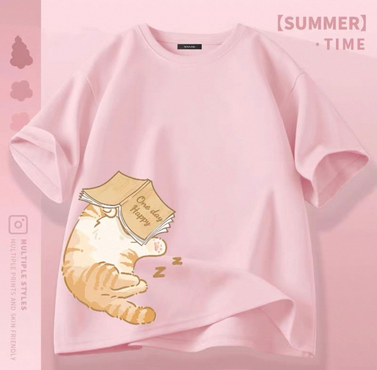 Women's Cute Cat Graphic Tees Canada | Kawaii Cotton Blend T-Shirts