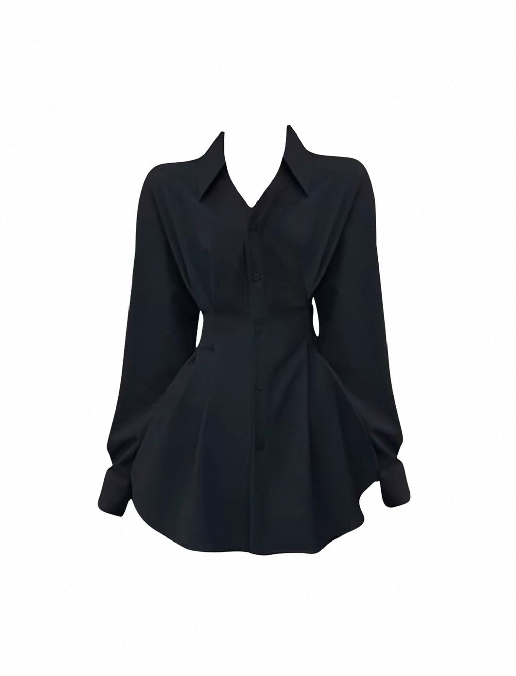 Black peplum blouse on a white background