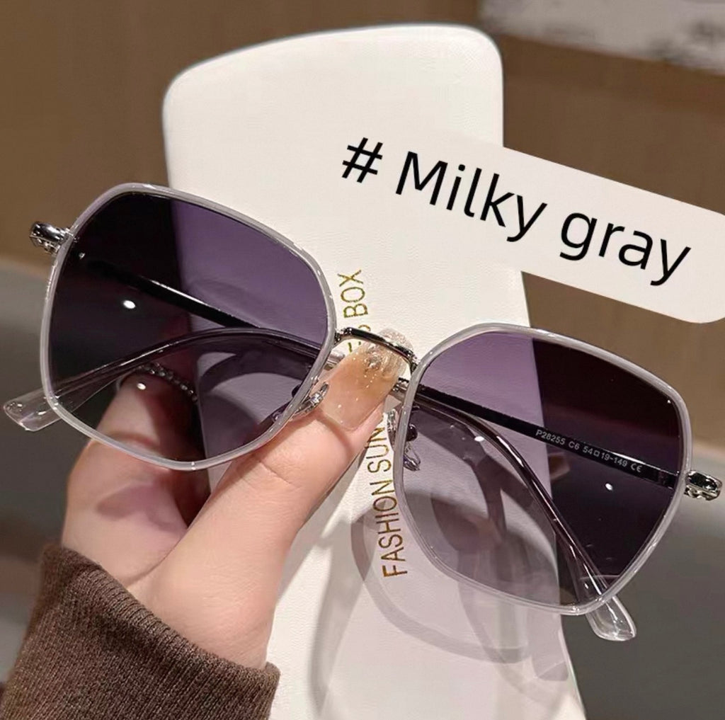 Earth-toned Sunglasses for Women, Polarized Glasses - milky gray