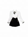 French-Style Tea Break Design Shirt Top Women's Pleated Skirt