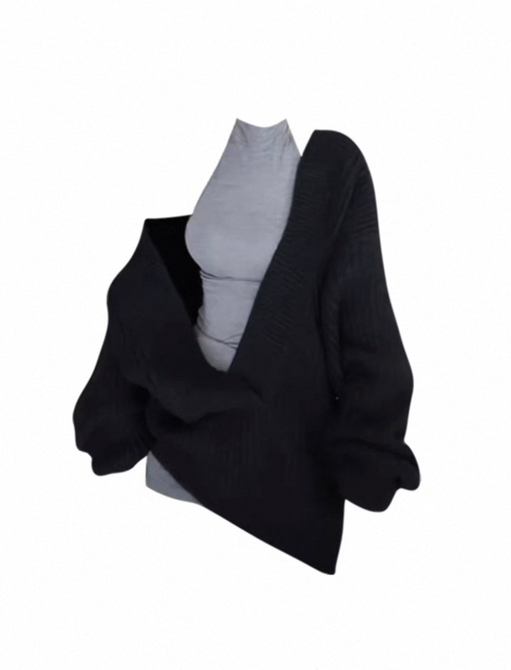Lazy Style V-Neck Sweater Women's Sleeveless Slim Fit Bodycon Skirt Set