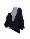 Lazy Style V-Neck Sweater Women's Sleeveless Slim Fit Bodycon Skirt Set