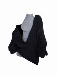 Lazy Style V-Neck Sweater Women's Sleeveless Slim Fit Bodycon Skirt Set