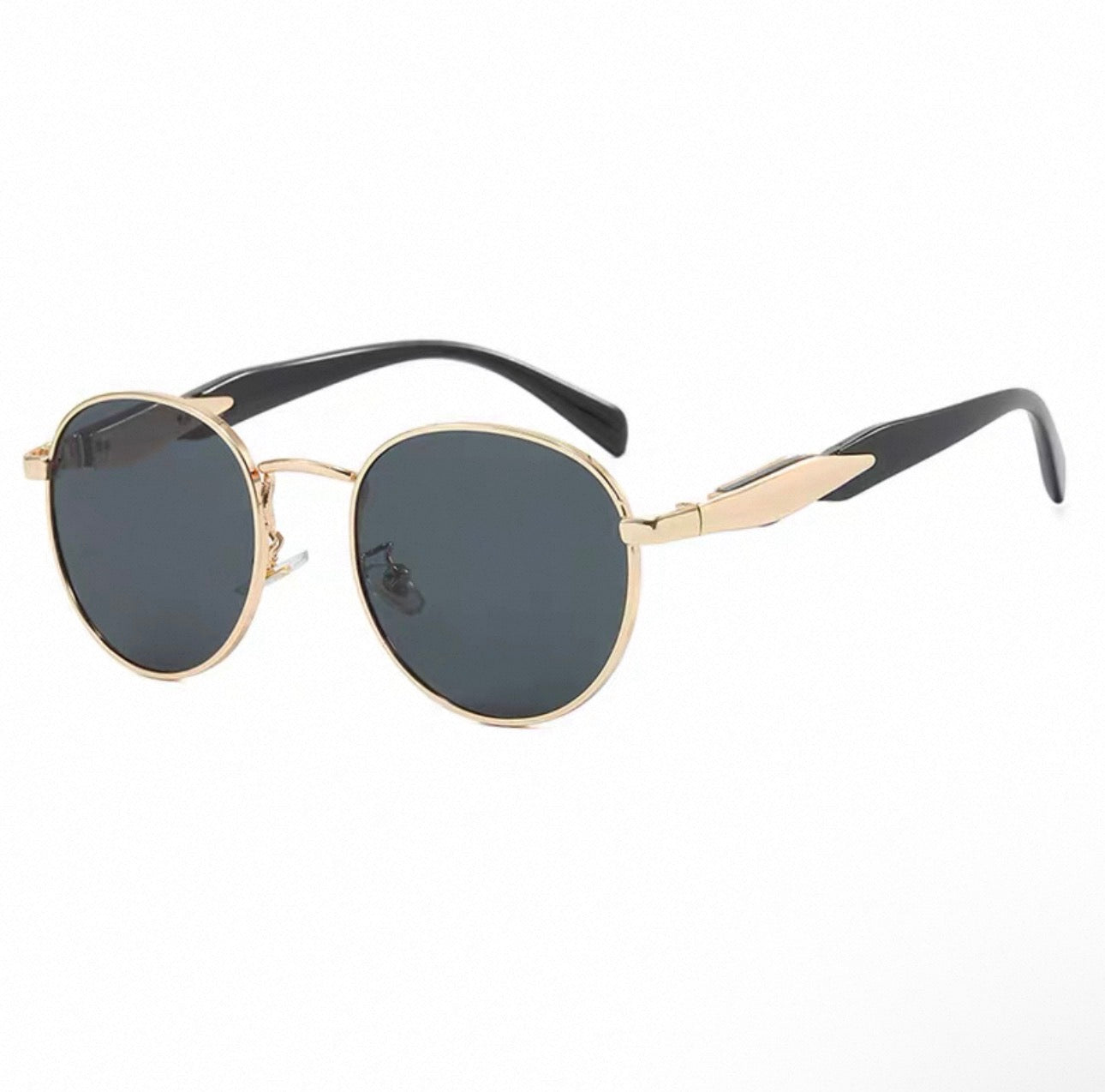 Round Frame Sunglasses for Women, Retro European and American Style, Round Frame Sunglasses for Men, Street Style Trendy Glasses ins - blackgold