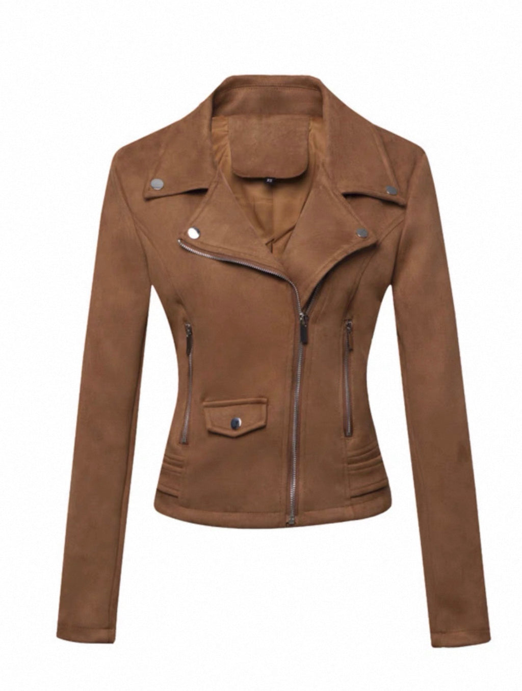 Brown leather jacket on a white background