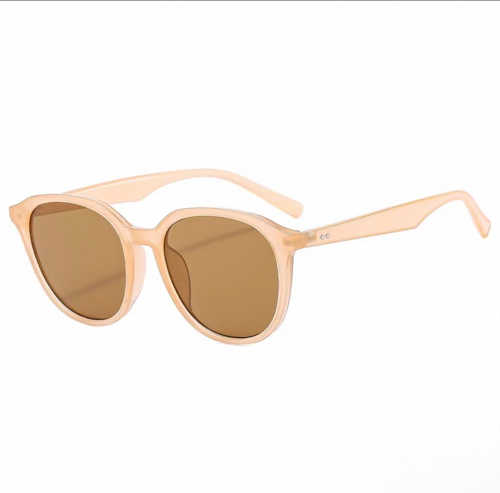 Sunglasses for Women, UV Protection, Suitable for Square and Round Faces, White Frame, High-End Glasses - cream with lenses