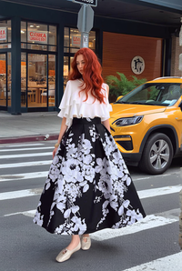 Women's Black Floral Embroidered Midi Skirt Canada | Parcel Theory